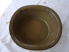 JUGTOWN WARE/SEAGROVE POTTERY HANDLED OVAL BOWL VERNON OWENS GREEN/BLACK/ BROWN 