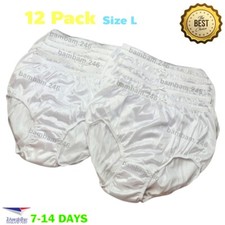 12 Pack Vintage Women Men Underwear High Waisted Briefs Panties White Silky Nylo