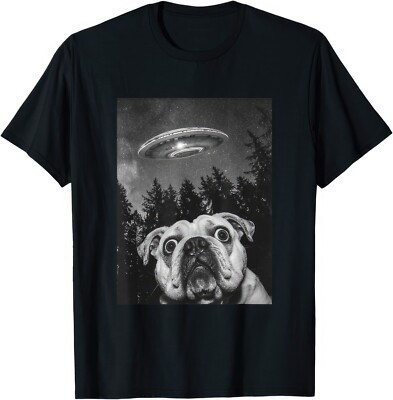 Lustiges T-Shirt Englische Bulldogge mit Raumschiff UFO Alien
