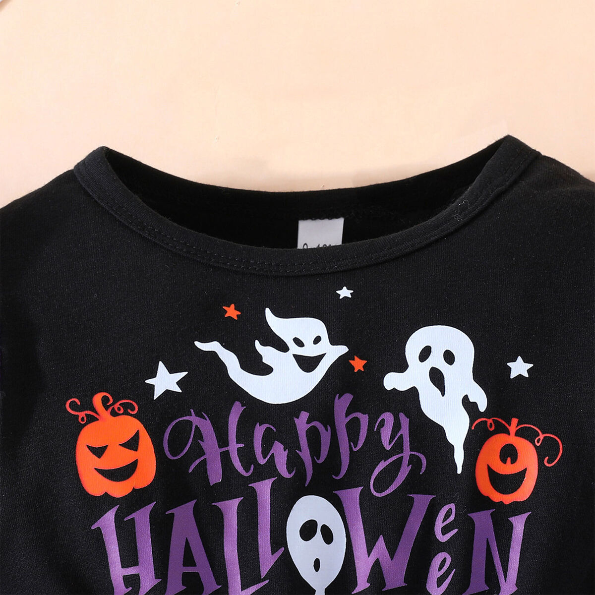 Girl Halloween Pumpkin Outfit Long Sleeve Peplum Shirt Top Bell