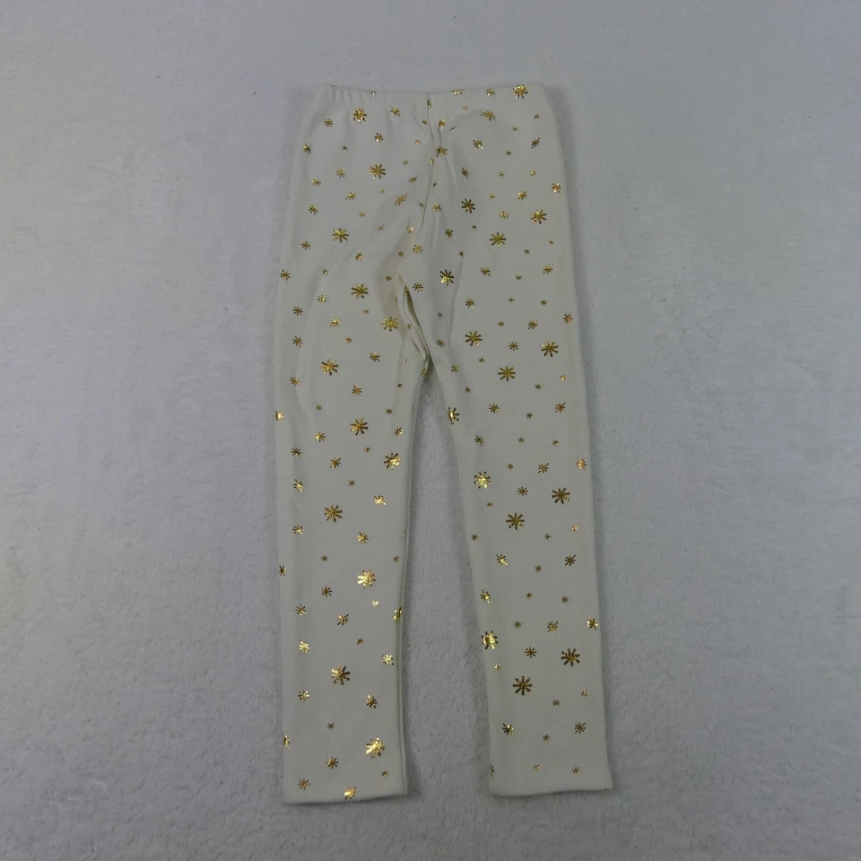 Okie Dokie Pants Girls 6 Off White Gold Stars Fleece Pull On Elastic Casual - Image 3 of 4