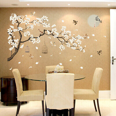 Vintage Rose Flower Tree Wall Stickers Removable Decal DIY Art Home Decoration