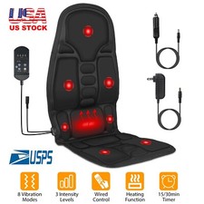 8 Mode Massage Seat Cushion Heated Back Neck Massager Body Chair Pad 3 Intensity