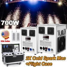 2X 700W White Cold Spark Machine DMX Wedding Stage Firework Effect W/Flight Case