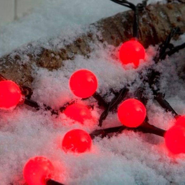 Noma Indoor Outdoor Christmas Xmas 100 Battery Operated Berry Lights - Red