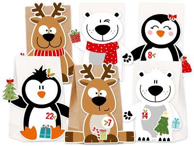 Adventskalender zum Befüllen ''X-Mas-Friends'' Weihnachtskalender Tüten