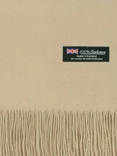 Oversized Blanket 100% Cashmere Scarf Shawl Wrap Solid Scotland Wool Beige