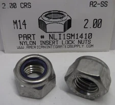 M14-2.00 HEX NYLON INSERT LOCK NUTS A2 STAINLESS STEEL D985 (5)