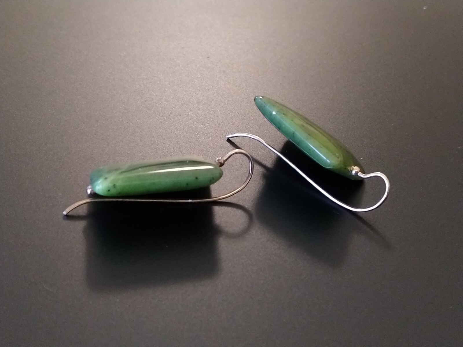 Large Jade Earrings Rectangle SILVER 925 - image 10