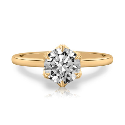 18 K Gelbgold-Verlobungsring 1,30 kt Rundschliff Laborgrown Diamant IGI