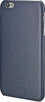 NEW Cole Haan Cross-Hatch Leather Case for iPhone 6 Plus / 6s Plus MARINE BLUE