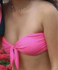 Victorias Secret Swim Belle Bandeau Tie Bikini Top Neon Hot Pink XS Barbie Core