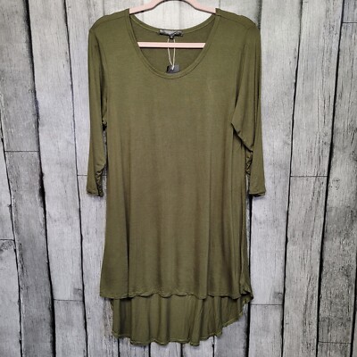 Urban CoCo NWT Tunic Top Womens Medium Dark Olive 3/4 Sleeve Top Shirt Dress