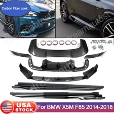 For BMW F85 X5M Aero Body Kits Front Splitter Lip Rear Spoiler Carbon Look 14-18