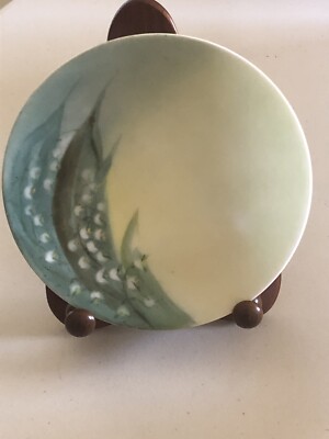 3 ANTIQUE THOMAS SERVES BAVARIA HAND PAINTED LILY OF THE VALLEY PLATES 6,75 