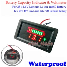 Waterproof Lead Acid LiFePO4 Lithium Battery Capacity Level Indicator Voltmeter