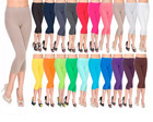 Womens 3/4 Length Leggings Capri Cropped Summer 100% Genuine Cotton High Quality