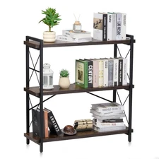 Uimoso Metal Bookshelf Rustic Bookshelf 3-Tier for Living room Bedroom & Office