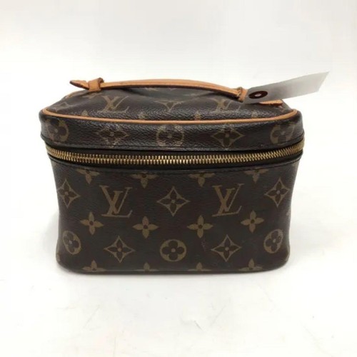 Louis Vuitton Monogram Mini Vanity Leather Pouch Brown Gold