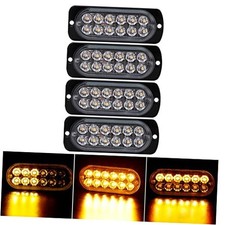 4-Pack 12 LED Amber Strobe Light Kit for Vehicles and 4 Pieces 12-LED Amber