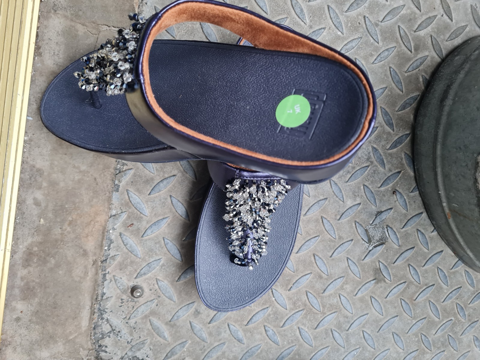 New Ladies Navy Rumba Beaded Toe Post Sandals FITFLOP UK 7 image 4