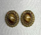 Brown Milkglass (?) West Germany Signed Earrings Vintage