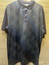 Callaway Golf Polo Shirt Mens Large Navy Blue Stripe Opti Dri Performance