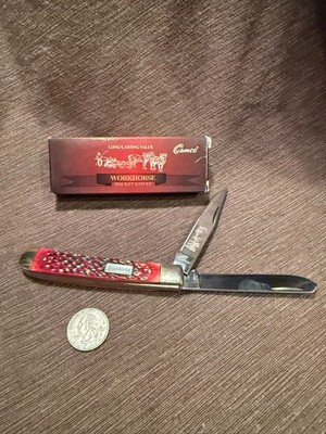Camco Workhorse 013JB 2-Blade Muskrat NIB Red Jigged Bone Nickel Silver China