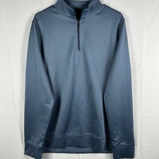 Hickey Freeman Men  s Medium 1/4 Zip Blue Stretch Golf Pullover Performance Top
