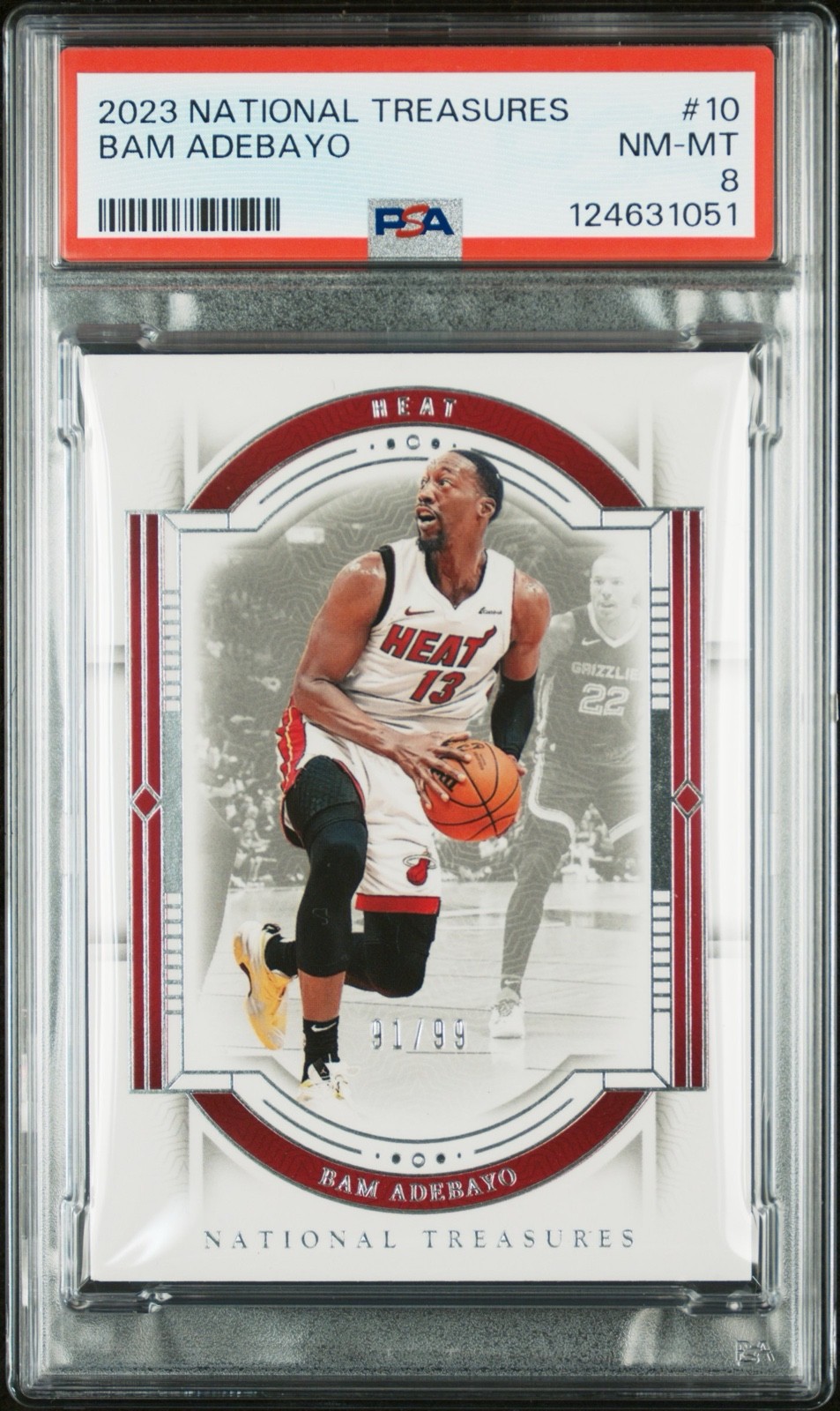 2023-24 Panini National Treasures - Bam Adebayo #10 /99 PSA 8