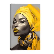 African Women Wall Art Beauty Abstract Yellow Hair Black Woman Pictures Afric...