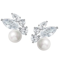 Pearl Wedding Earrings for Brides, Bridesmaids, Cluster Bridal Earrings for Wedd