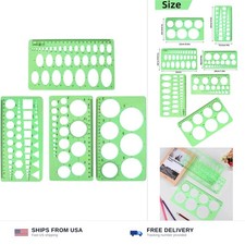 4pc plastic circle oval template set clear green drawing stencil measuring tool