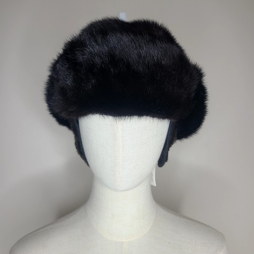 Vintage Women’s Mink Fur Hat Brown Ear Flaps Winter Ushanka