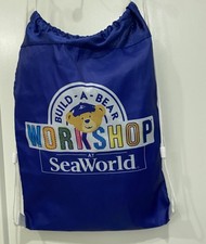 Build A Bear Blue Drawstring Sea World Mesh Top Bag Rare Plush Carrier Exellent