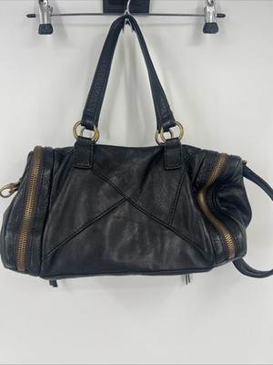Vintage HOBO international Leather Bag With Crossbody Strap Black Gold Hardware