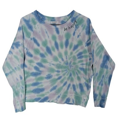 Grayson Threads Tie Dye ''Be Happy'' Sweatshirt Blue and Purple Crewneck Pullover