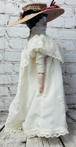 Antique China Head Doll 19” Leather Body Jointed Bisque Arms Cloth Feet READ - Picture 4 of 12