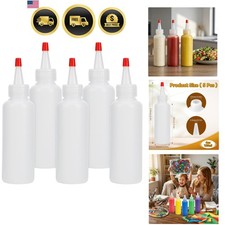 5 Pcs Plastic Condiment Squeeze Bottles, 4 OZ Squeeze Bottles with Red Twist ...