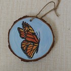 L Langford Hand Painted Wood Butterfly Round Hanging Holiday Ornament — photo 1