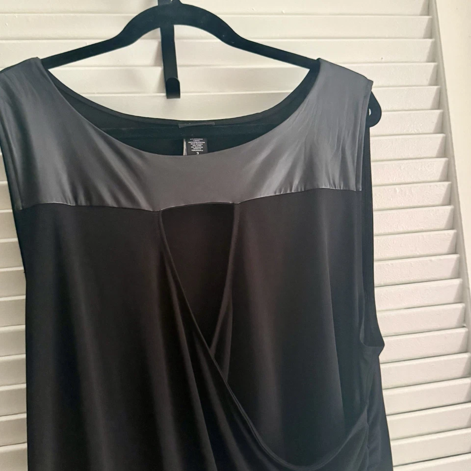 Vestido TORRID Negro Bodycon Moto Imitación Cuero Borde LBD Motociclista Chica Punk Talla 3x Foto 3 de 4