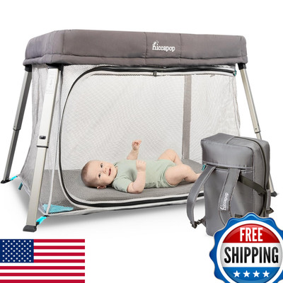 Hiccapop Travelpod Portable Crib For Baby Lightweight Foldable Travel Crib For