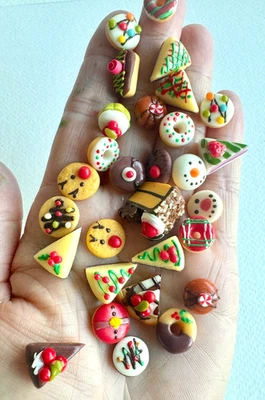 USAMINIATURE 20 pcs clay cupcake miniature 1:12 sweet food dessert chocolate cake Christmas