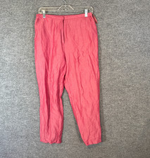 Eileen Fisher Pants Womens Medium Pink Salmon Linen Cropped Tapered Normcore
