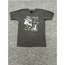 Prairie Mountain T-Shirt Mens Size Medium Gray Alaska Eagle Graphic USA Made Tee