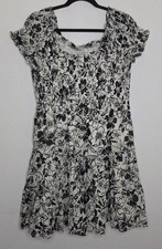 *NEW American Eagle Outfitters Black White Floral Smocked Ruffle Dress Size XL