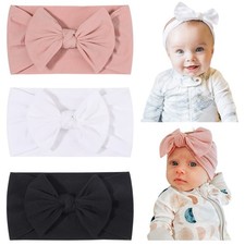 jollybows 3PCS Baby Nylon Headbands 1 Count Pack of 3 , 1-Black White Pink