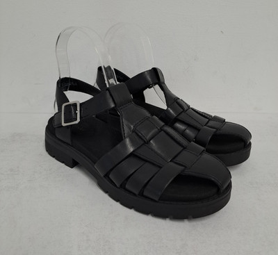 Clarks Orinoco Band Sandalen Größe 4,5 schwarz Leder Fischer Käfig Gitter Riemen