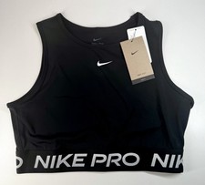Nike Pro Women's Dri Fit Cropped Training Tank Top Size SMALL Black FZ3615-010