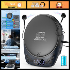 Portable Rechargeable CD Player with Headphones, Anti-Skip, Supports CD/MP3/AUX,